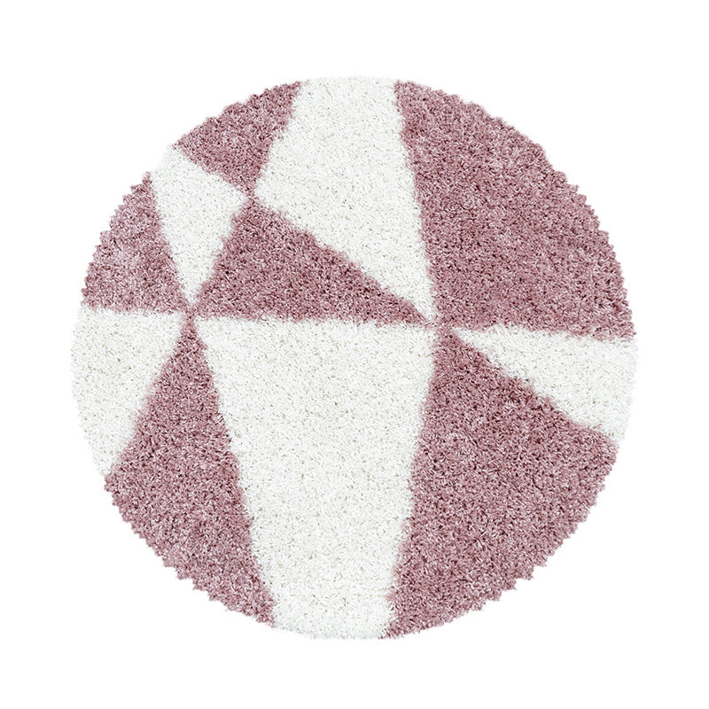 Round high-pile floor rug - Tuggy Pink