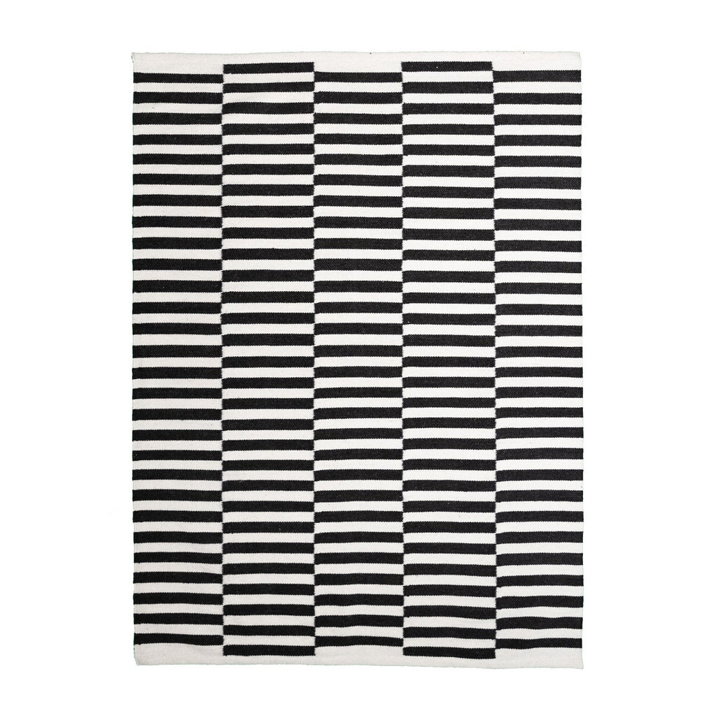 Striped Modern Rug - Dazzle Blocks Black/White
