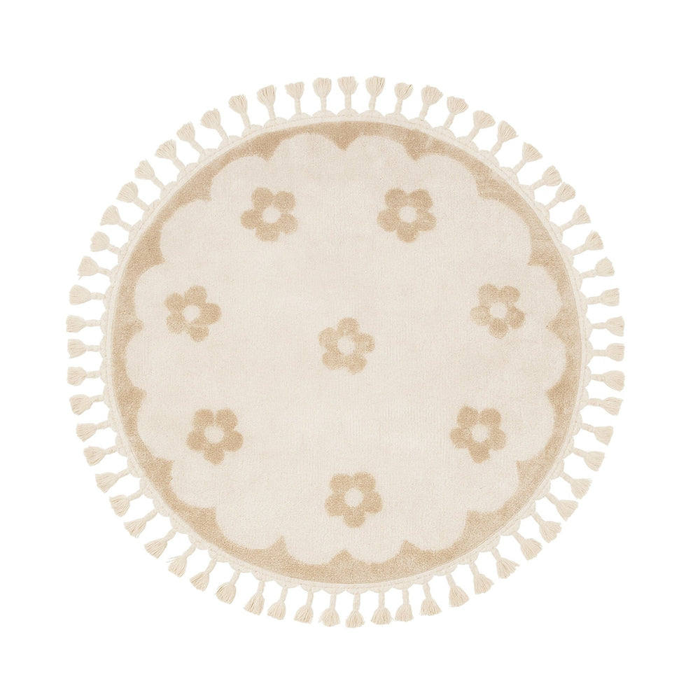 Round washable children's rug - Moos Flower Creme