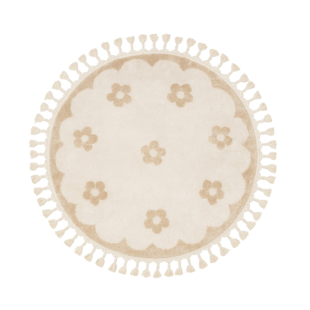 Round washable children's rug - Moos Flower Creme