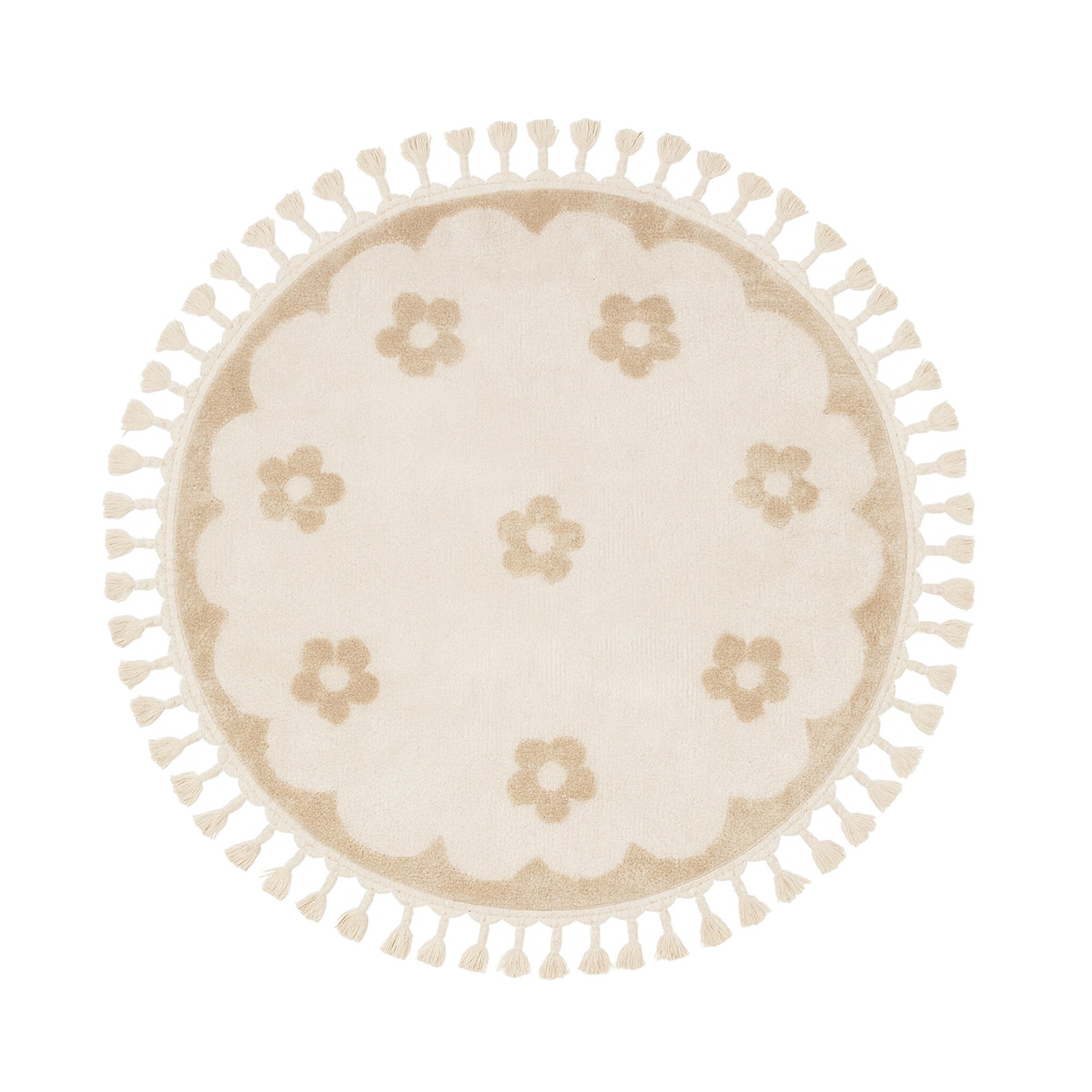 Round washable children's rug - Moos Flower Creme