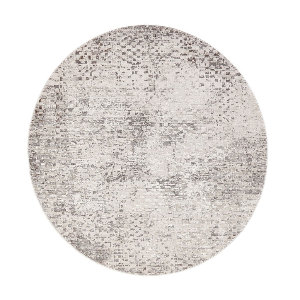 Round Low-Pile Floor Rug - Ghazi Brown/Cream 3600