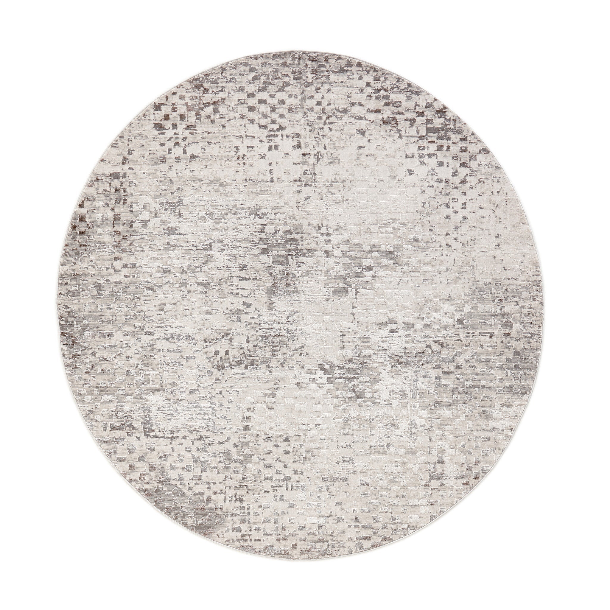 Round Low-Pile Floor Rug - Ghazi Brown/Cream 3600