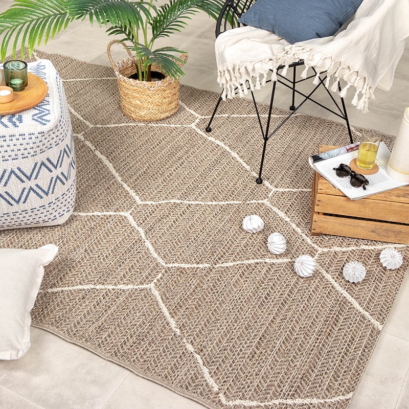 Jute Outdoor Rug - Fora Lines Natural