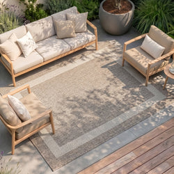 Outdoor Rug – Sierra Border Beige/Cream