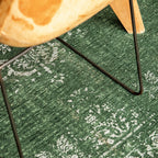 Vintage Floor Rug - Fading World Medallion Green 9146