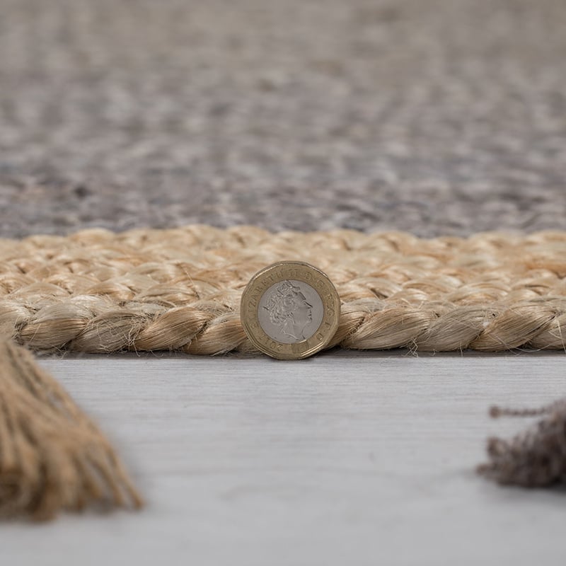 Round jute floor rug - Lunaro Grey/Natural
