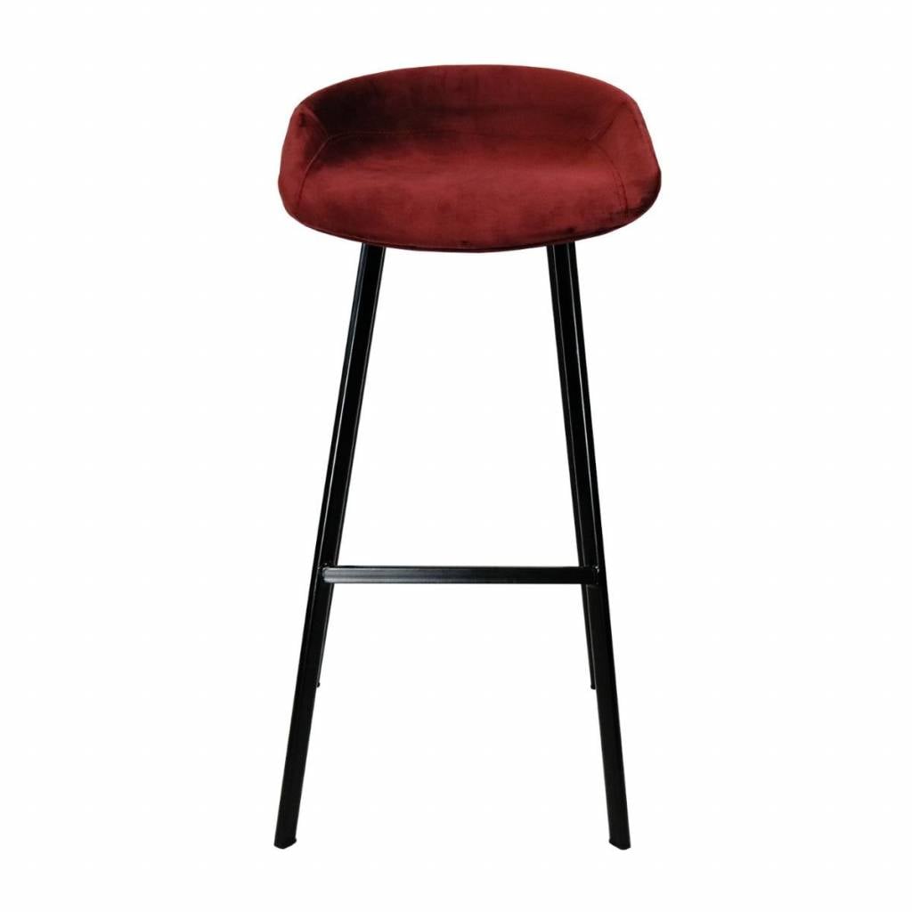 Velvet Bar Stool - Red