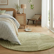 Round modern floor rug - Solacio Leaves Olive Green