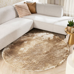 Round High Pile Rug - Glorious Champagne/Cream