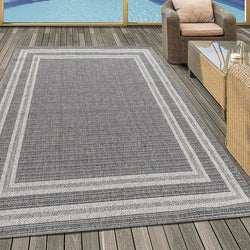 Jute Outdoor Rug - Aruba Double-Edge Grey