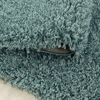 Round High-Pile Floor Rug - Softy Blue/Green