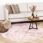 Round Viscose Rug - Pearl Light Pink