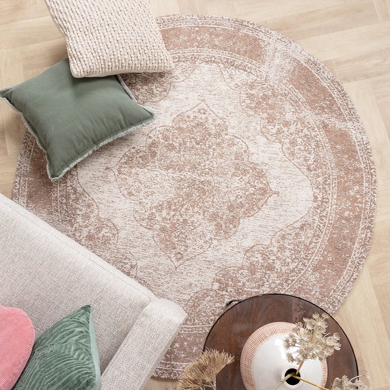 Round Vintage Rug - Admire Taupe