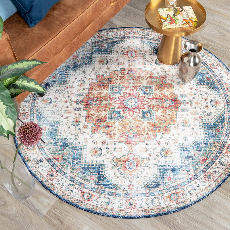 Round Vintage Rug - Azara Light Blue