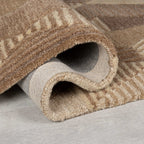 Abstract Wool Floor Rug - Anko Beige