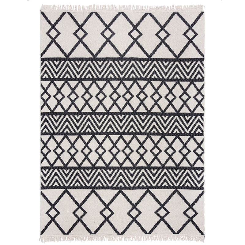 Geometric Floor Rug - Decio Teo Black/White