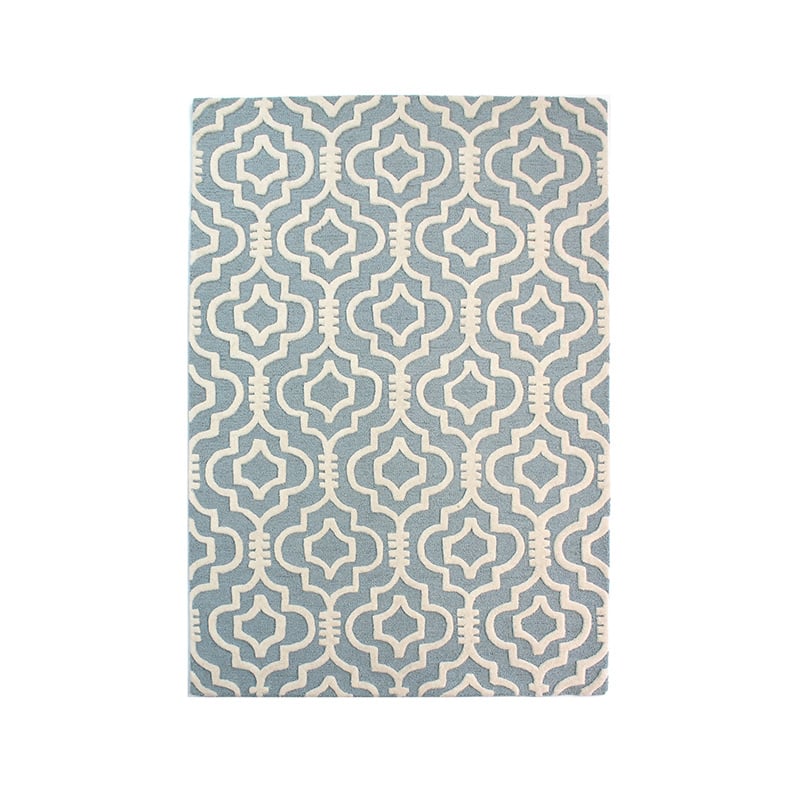Wool floor rug - Morino Nador Blue/White