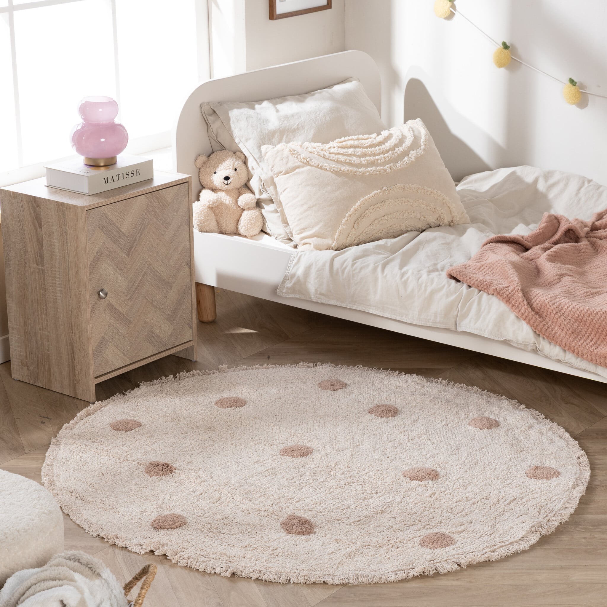 Round Kids’ Rug – Lou Dots Taupe