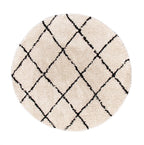 Round High Pile Rug - Grand Lines Cream/Black