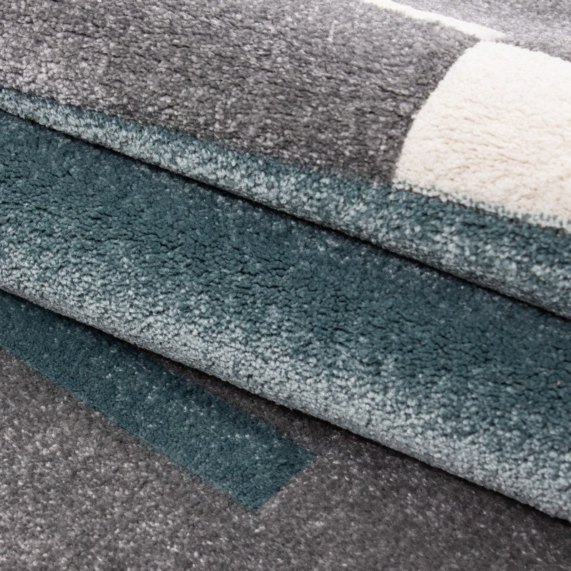 Modern Floor Rug - Tetris Blue 1310