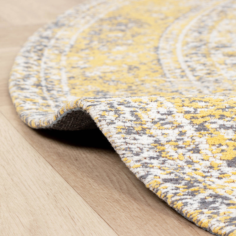 Round Vintage Rug - Admire Yellow