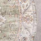 Round Vintage Outdoor Rug - Santo Medallion Green