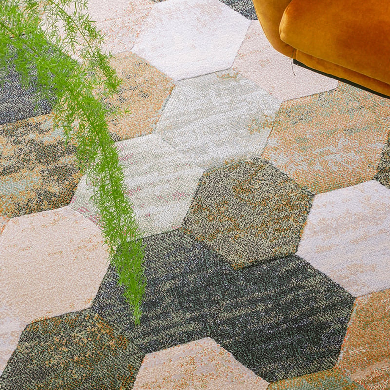 Oval modern floor rug - Amado Green 6444