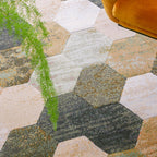 Oval modern floor rug - Amado Green 6444