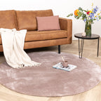 Round Washable Viscose Rug - Vive Dusty Pink