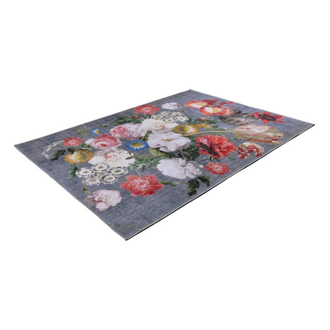 Floral floor rug - Fleur Grey