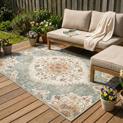 Vintage Outdoor Rug - Santo Mandala Olive Green