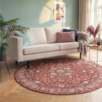 Round Vintage Rug - Imagine Medallion Red