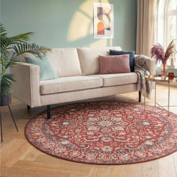 Round Vintage Rug - Imagine Medallion Red