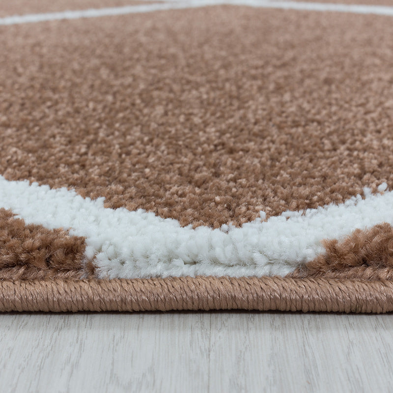 Low-pile floor rug - Smoothly Lines Brown/White