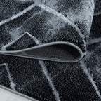 Modern Floor Rug - Marble Square Anthracite/Silver