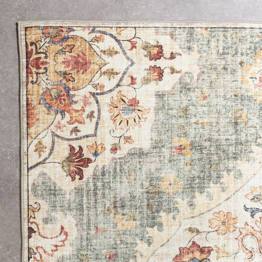 Vintage Outdoor Rug - Santo Mandala Olive Green