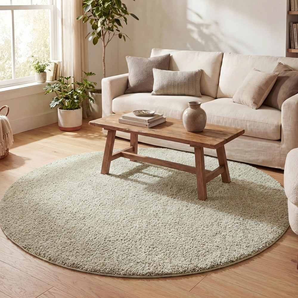 Round High Pile Rug - Lofty Mint