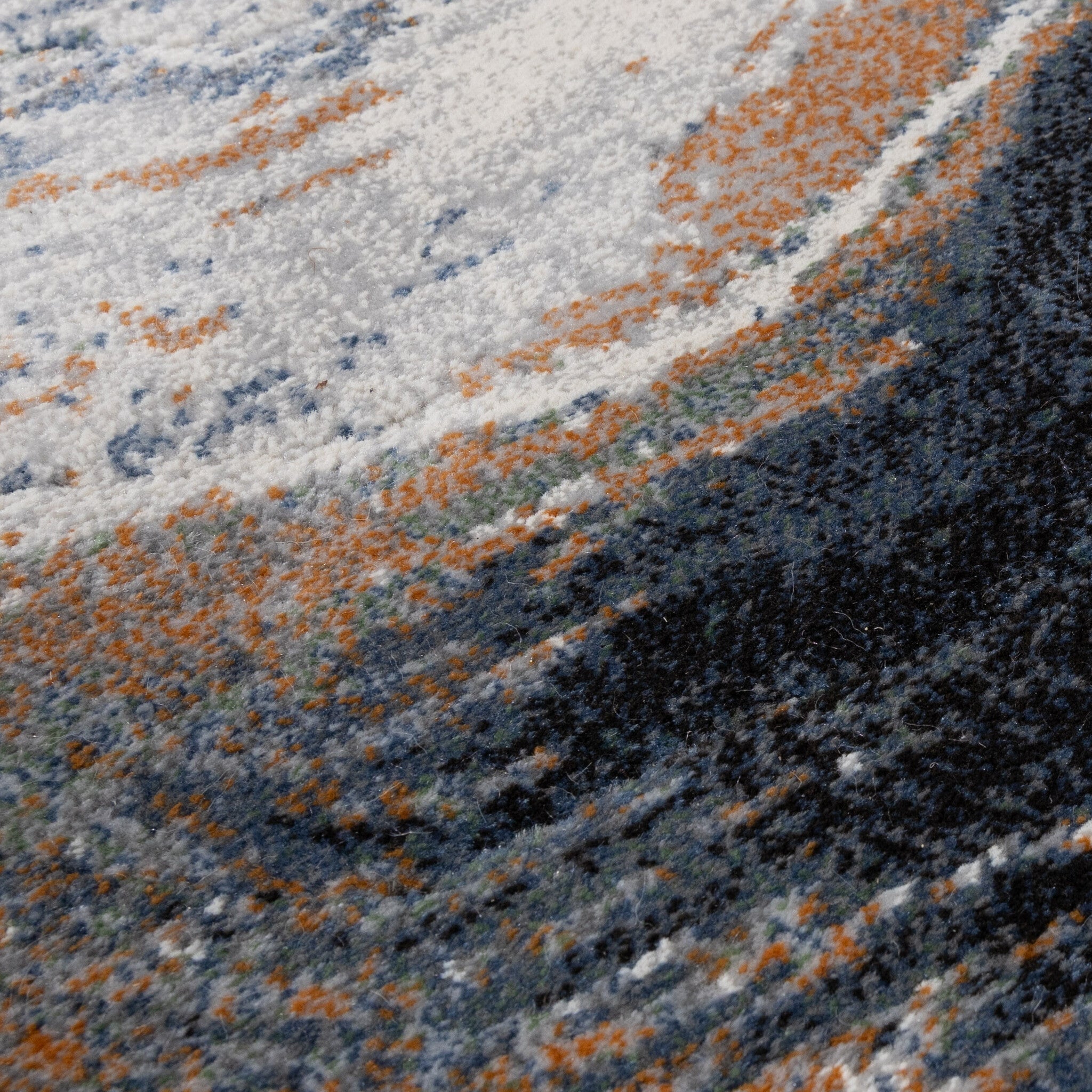 Round Abstract Rug - Xavier Wave Blue/Grey