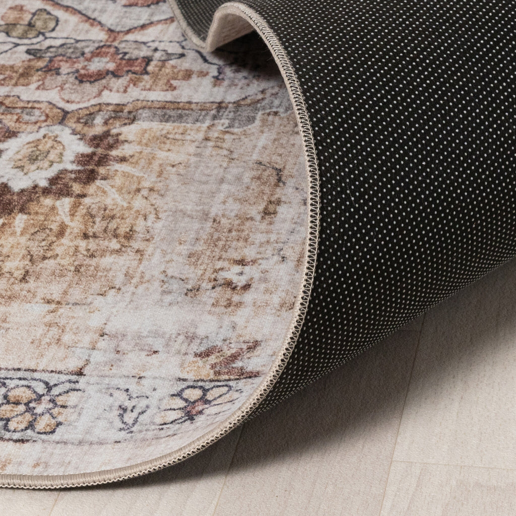 Runder Orientteppich – Leyla Medaillon Taupe