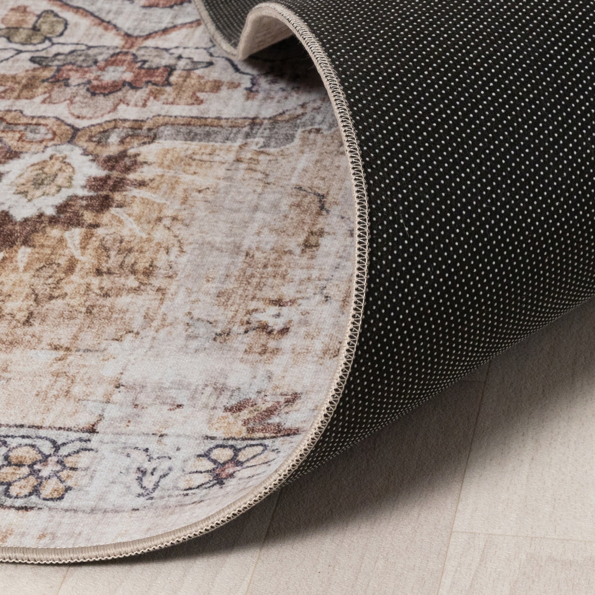 Runder Orientteppich – Leyla Medaillon Taupe