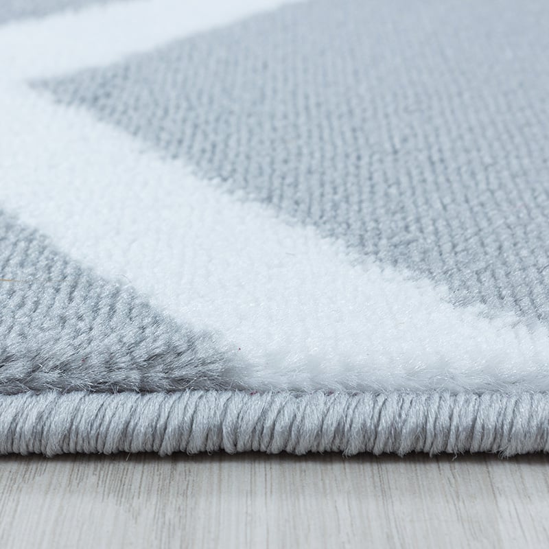Modern floor rug - Streaky Pattern Grey/White