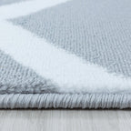 Modern floor rug - Streaky Pattern Grey/White