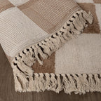 Checkerboard Rug - Blox Fringe Beige