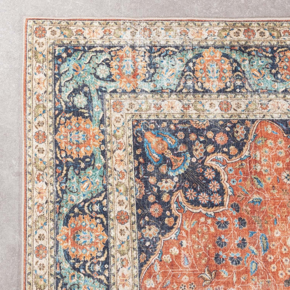Indoor Outdoor Rug - Kairo Medallion Terra/Dark Blue