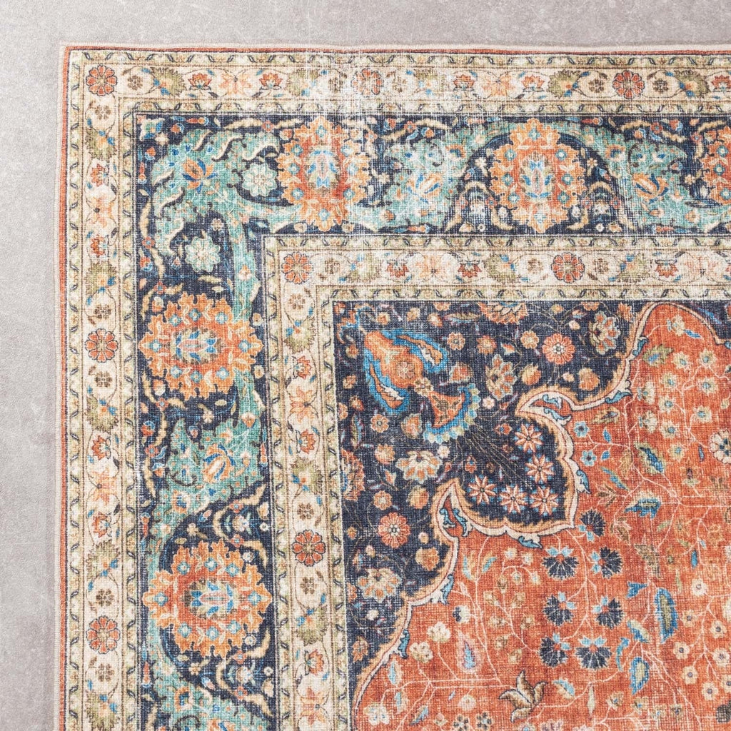 Indoor Outdoor Rug - Kairo Medallion Terra/Dark Blue