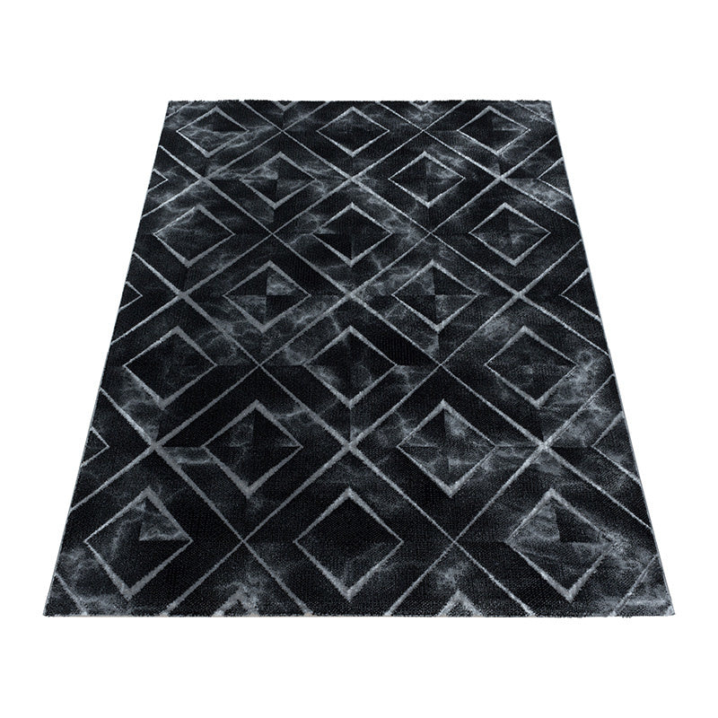 Modern Floor Rug - Marble Square Anthracite/Silver