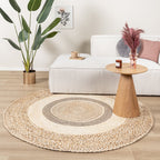 Round Jute Rug - Mirai Border White/Blend