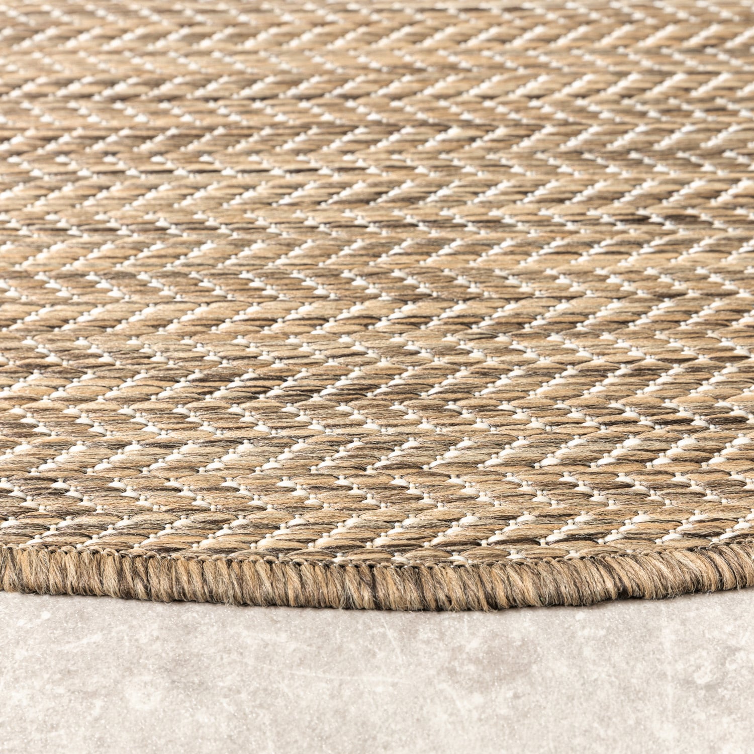 Round Outdoor Rug - Malta Arrow Natural