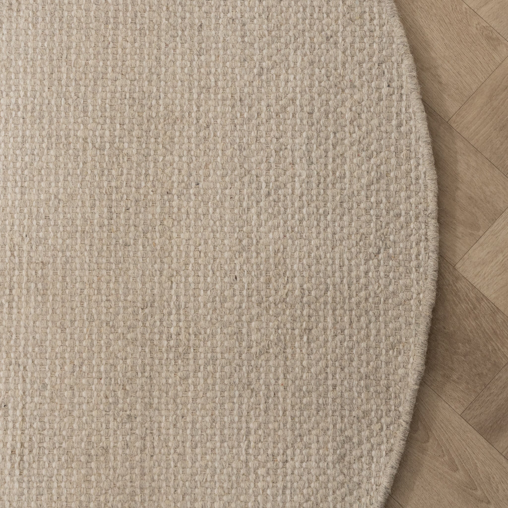 Round Wool Rug - Bliss Cream/White